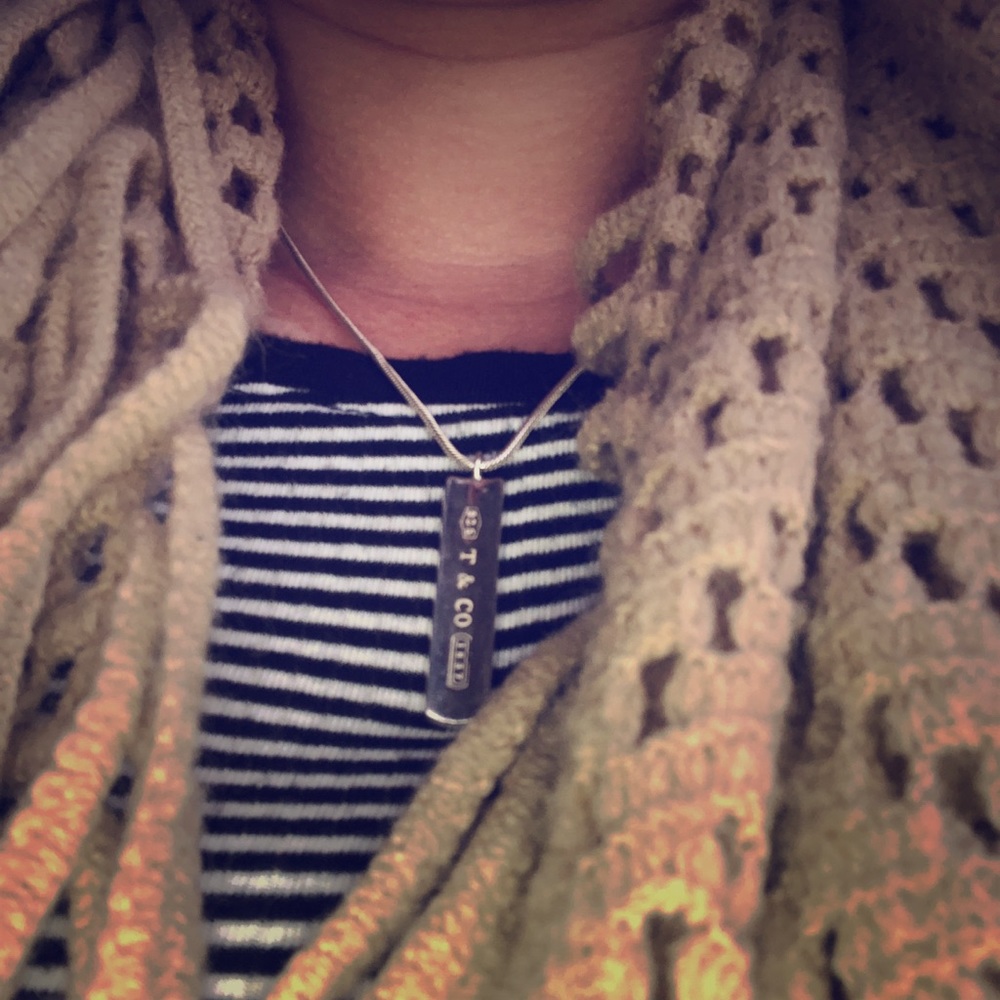 Tiffany and company bar pendant with snake chain